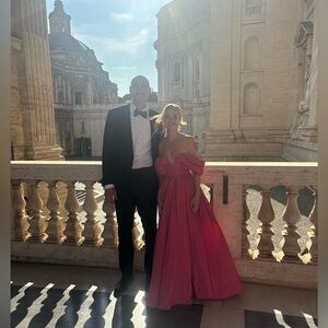 Elegant Pink Off-Shoulder Gown